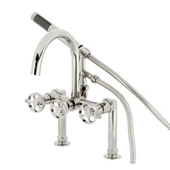 Clawfoot Tub Faucet, Webb, Three-Handle with Hand Shower in Polished Nickel