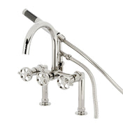 Clawfoot Tub Faucet, Webb, Three-Handle with Hand Shower in Polished Nickel