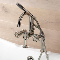 Clawfoot Tub Faucet, Webb, Three-Handle with Hand Shower in Polished Nickel