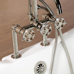Clawfoot Tub Faucet, Webb, Three-Handle with Hand Shower in Polished Nickel
