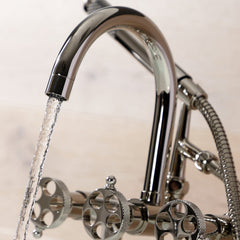 Clawfoot Tub Faucet, Webb, Three-Handle with Hand Shower in Polished Nickel