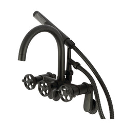 Clawfoot Tub Faucet, Webb, Wall Mount with Hand Shower in Matte Black