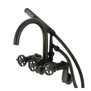 Clawfoot Tub Faucet, Webb, Wall Mount with Hand Shower in Matte Black