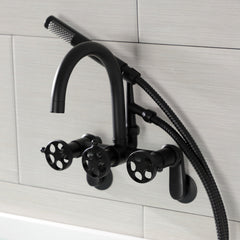 Clawfoot Tub Faucet, Webb, Wall Mount with Hand Shower in Matte Black