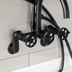 Clawfoot Tub Faucet, Webb, Wall Mount with Hand Shower in Matte Black