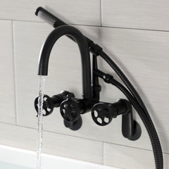 Clawfoot Tub Faucet, Webb, Wall Mount with Hand Shower in Matte Black
