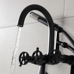 Clawfoot Tub Faucet, Webb, Wall Mount with Hand Shower in Matte Black