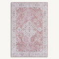 Full rug | distressed rose field inside a wide ivory floral border