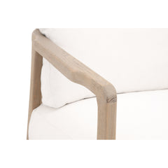 Club Armchair, White Performance Fabric with Solid Oak Frame