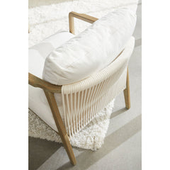 Club Armchair, White Performance Fabric with Solid Oak Frame