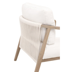Club Armchair, White Performance Fabric with Solid Oak Frame