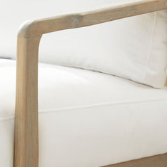 Club Armchair, White Performance Fabric with Solid Oak Frame