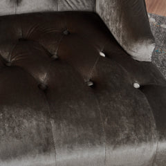 Club Chair, Gray Polyester with Birch Wood Legs