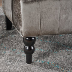 Club Chair, Gray Polyester with Birch Wood Legs