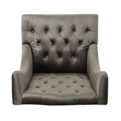 Club Chair, Gray Polyester with Birch Wood Legs