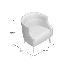 Club Chair, Navy Blue Polyester with Birch Wood Legs