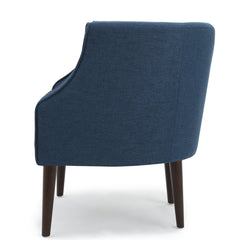 Club Chair, Navy Blue Polyester with Birch Wood Legs