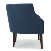 Club Chair, Navy Blue Polyester with Birch Wood Legs