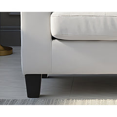 Club Chair, White Faux Leather with Black Legs