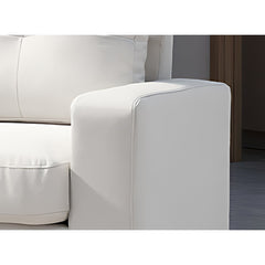 Club Chair, White Faux Leather with Black Legs