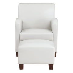 Club Chair with Ottoman, Faux Leather, Espresso Solid Wood Legs