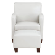 Club Chair with Ottoman, Faux Leather, Espresso Solid Wood Legs