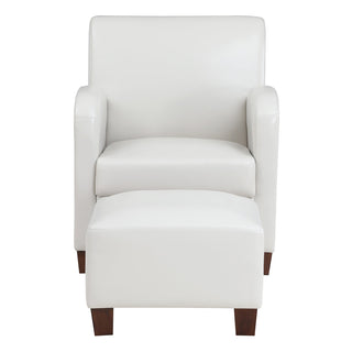 Club Chair with Ottoman, Faux Leather, Espresso Solid Wood Legs