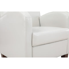 Club Chair with Ottoman, Faux Leather, Espresso Solid Wood Legs