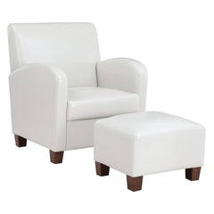 Club Chair with Ottoman, Faux Leather, Espresso Solid Wood Legs