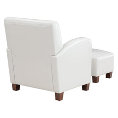 Club Chair with Ottoman, Faux Leather, Espresso Solid Wood Legs