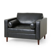 Club Chair with Tapered Birch Wood Legs in Midnight Black