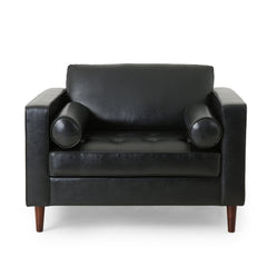 Club Chair with Tapered Birch Wood Legs in Midnight Black