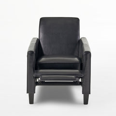 Club Recliner, 27 in Wide, Black Faux Leather with Matte Black Legs