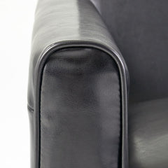 Club Recliner, 27 in Wide, Black Faux Leather with Matte Black Legs