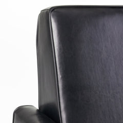 Club Recliner, 27 in Wide, Black Faux Leather with Matte Black Legs