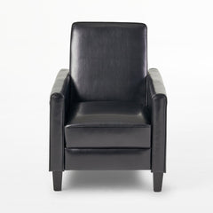 Club Recliner, 27 in Wide, Black Faux Leather with Matte Black Legs