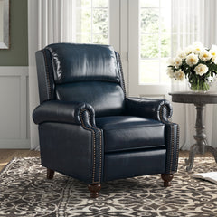 Club Recliner, Genuine Leather in Navy