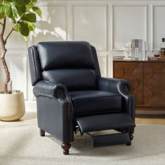 Club Recliner, Genuine Leather in Navy