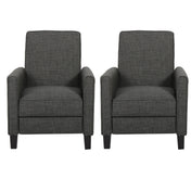 Club Recliners, Set of Two, Gray Polyester Fabric