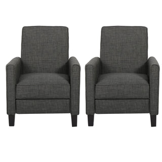 Club Recliners, Set of Two, Gray Polyester Fabric