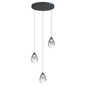Cluster Pendant Light, 3-Light, Matte Black with Smoke Glass Shades