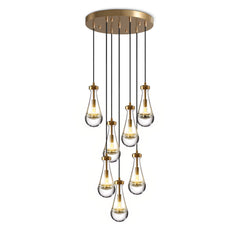 Cluster Pendant Light with 7 Lights in Clear Hand Blown Glass