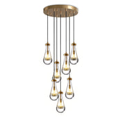 Cluster Pendant Light with 7 Lights in Clear Hand Blown Glass