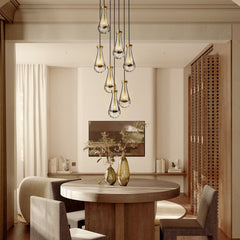 Cluster Pendant Light with 7 Lights in Clear Hand Blown Glass