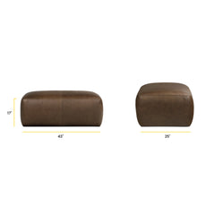Cocktail Ottoman, 43 in Wide with Cocoa Brown Leather