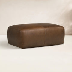 Cocktail Ottoman, 43 in Wide with Cocoa Brown Leather