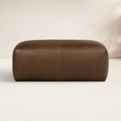 Cocktail Ottoman, 43 in Wide with Cocoa Brown Leather
