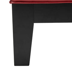 Cocktail Ottoman in Tufted Red Faux Leather with Black Wood Legs