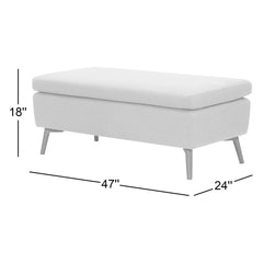 Cocktail Ottoman, Rectangular, Latte Chenille with Black Wood Legs