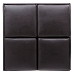 Cocktail Ottoman, Solid Wood Frame, Espresso Faux Leather, Black Wood Legs